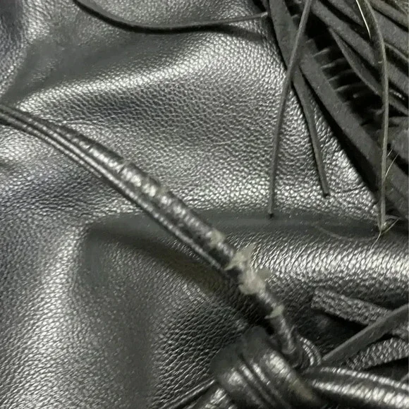 🌟 Victoria's Secret Black Fringe Drawstring Backpack Women's Fashion Accessory 🌟 - Picture 2 of 9